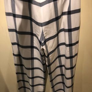 Wide leg windowpane pants